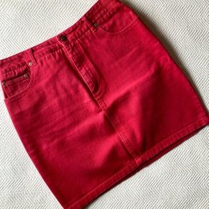 Newport News Vintage Jean Skirt Red Mini Pencil Denim Medium 10 Jeanology